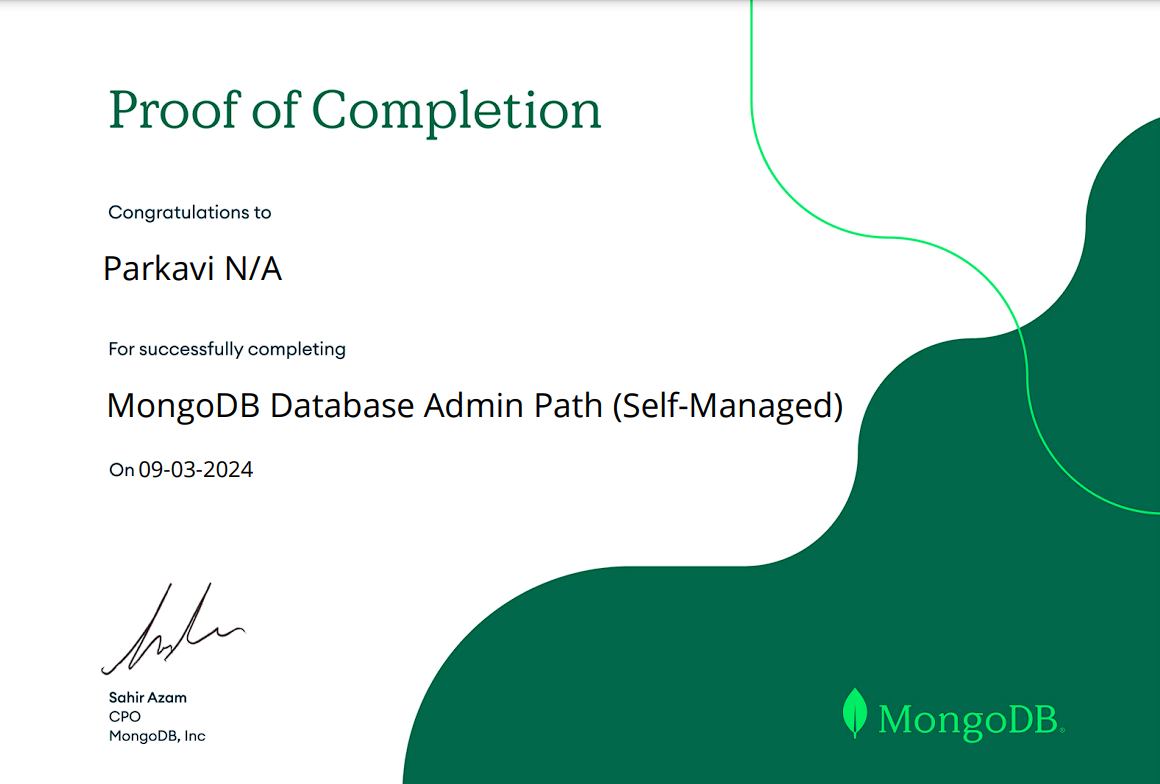 MongoDB Admin Certificate
